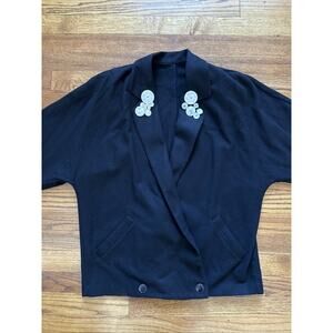 FINITY Blazer Jacket Womens 8 Wool Cropped Button Up Black USA